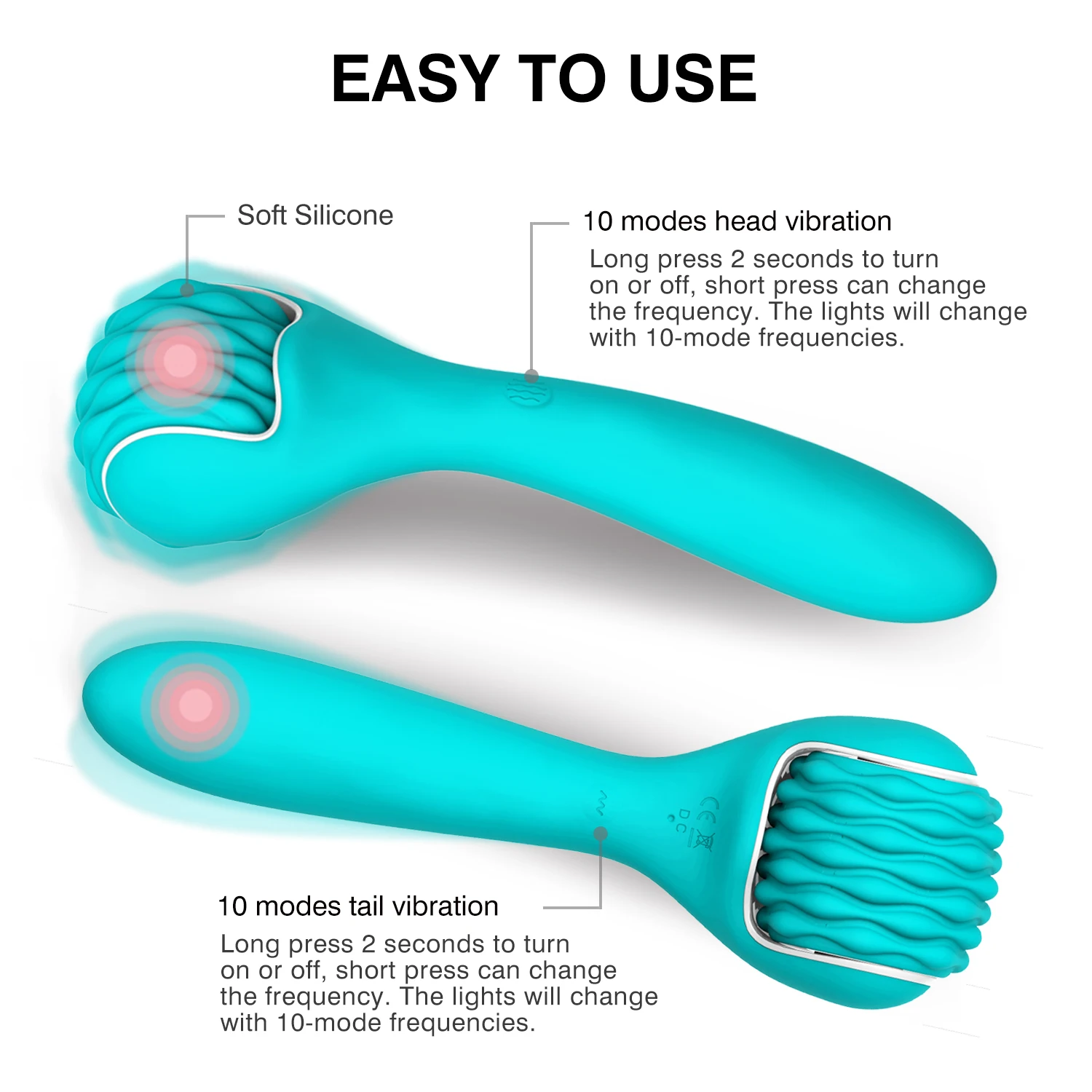 Silicone Powerful Toy Adult Sex Back Neck AV Wand Cordless Body Personal Massager Vibrator