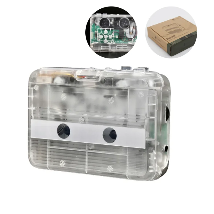 Wireless Transparent MP3 Converter Music Player Receiver 3.5mm Audio Jack USB Battery Powered Tape Cassette Player