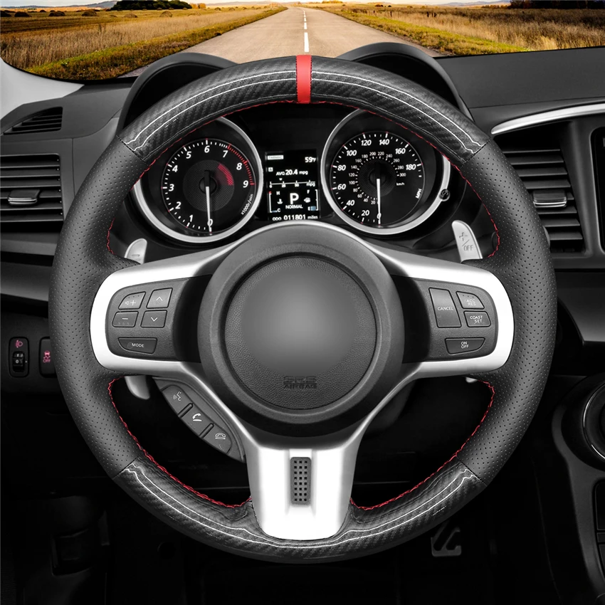 Pu Carbon Fiber Leather Car Steering Wheel Cover For Mitsubishi Lancer 