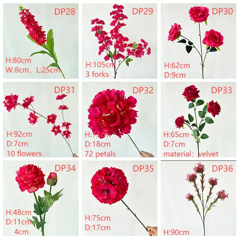 product multicolor dark pink flores artificiales single hydrangea for wedding decoration-54