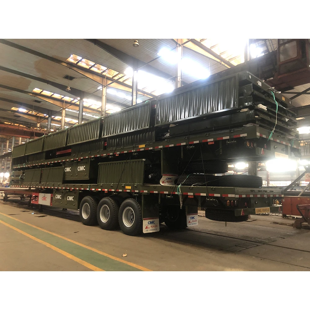CIMC HUAJUN Trailer Factory 3 Axles Cargo Truck Trailer Sales with Heavy Duty 80tons