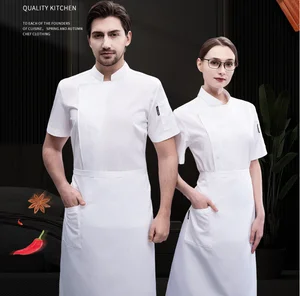 Fashion Custom logo Breathable Chef Jacket Coat Tops Women Men Unisex Slim Soft Anti-winkle Cooking Work Uniform