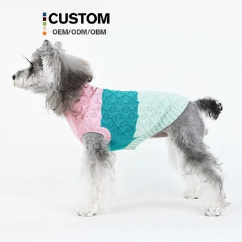High Quality Cotton Dog Jumper Custom Patchwork Colour Twist Knitted Pet Sweater Classic Cute Plaid Perfect Your Furry Friend