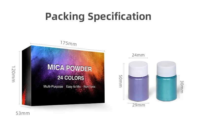 24 Colors Bulk Mica Powder Sets Neon Metallic Mica Powder Pigment For Candles/cosmetic/nails