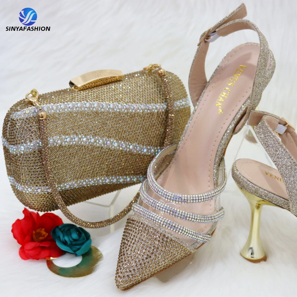 Sinya nuovo arrivo nigeriano scarpe da festa e borse Set tacchi