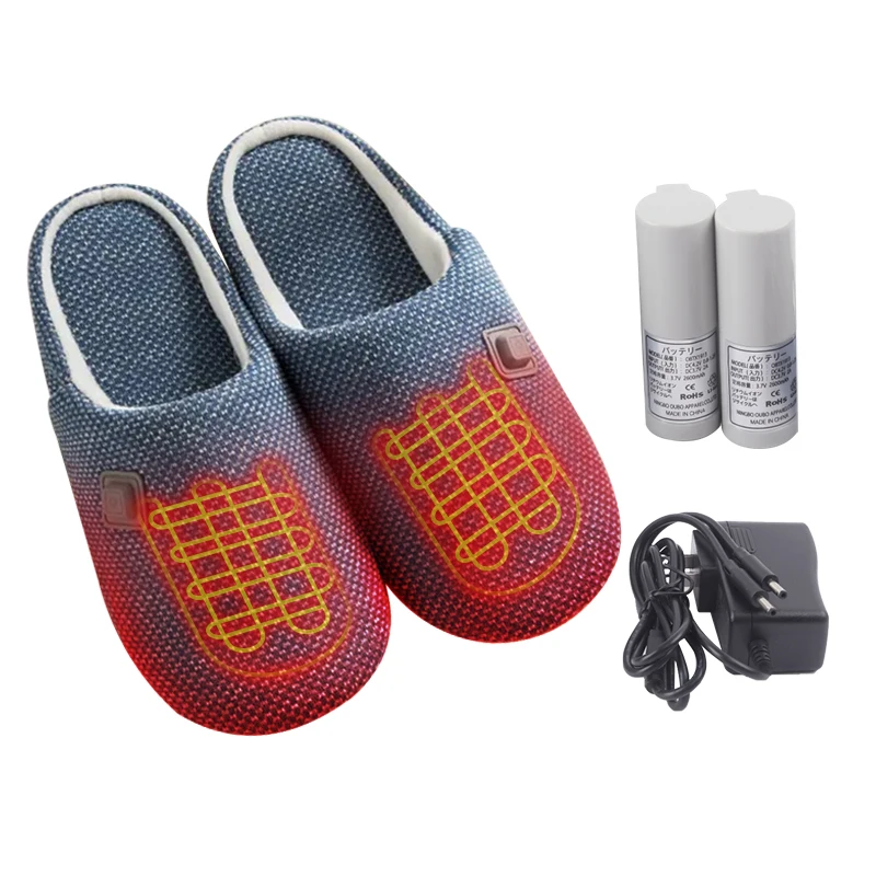 Winter Electric Heated Slippers Men Women Foot Warmer Rechargeable Battery  Heated Slippers