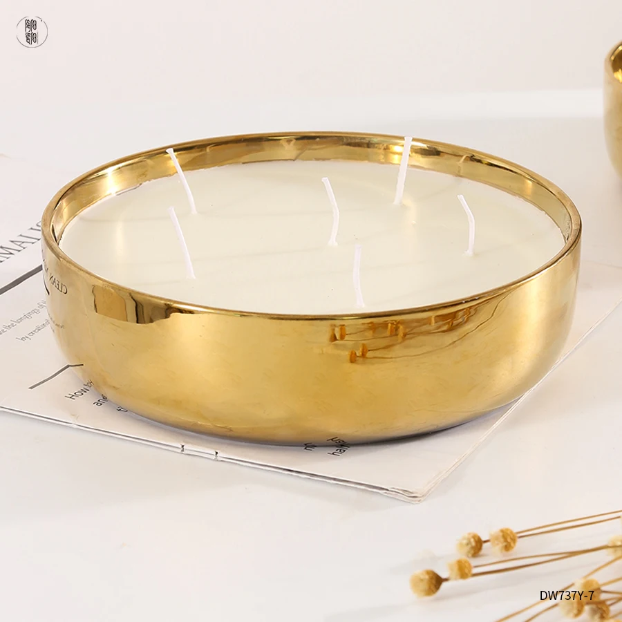 Custom Wholesale Gold Luxury Ceramic Candle Jars Christmas Gift Home