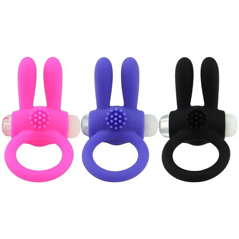 Adult Elastic Rabbit Penis Vibrator Ring Delay Ejacualtion Sex Toys for Men Silicone Cock Vibrating Ring Clitoris Stimulate Shop