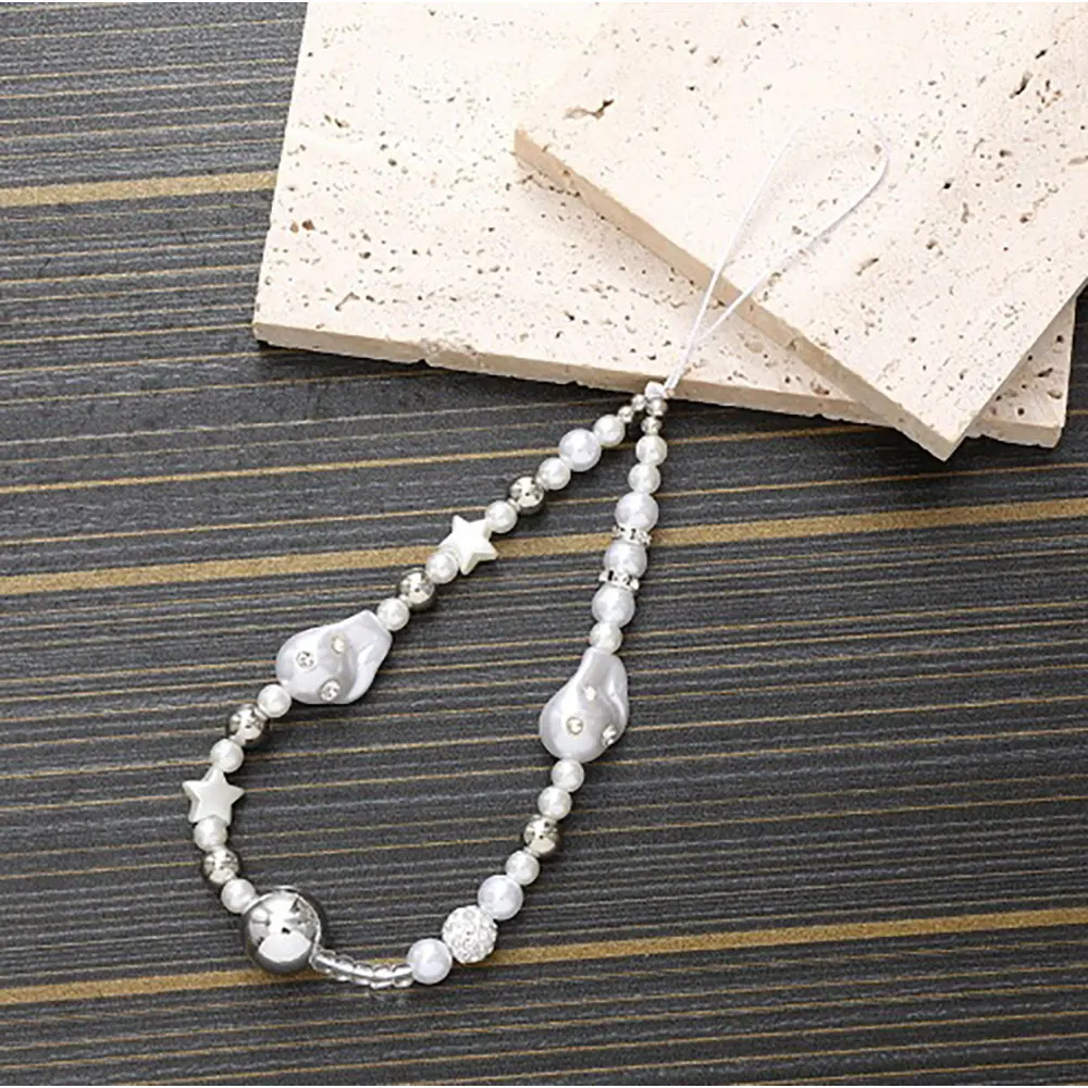 Special-Shaped Pearl Cell Accessories Customized Adjuster Rope Case Strap Mobile Chain Phone Lanyard SJS018 Laudtec