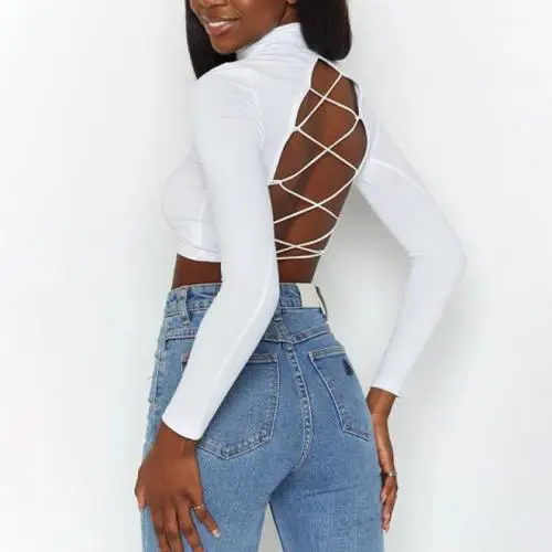 Sexy Cotton Crop Top Women Long Sleeve T-shirt White Backless Women Casual  Design - Buy Crop Tops T-shirts Women,Crop Top Shirts,Fall Shirts Women  Product on Alibaba.com