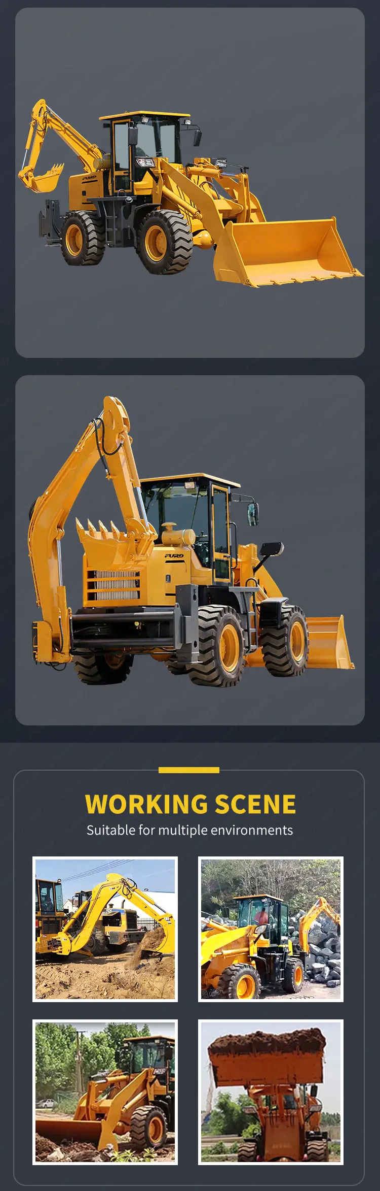 Mini Tractor Towable Backhoe Loader Earth-moving Machinery Small Wheel ...