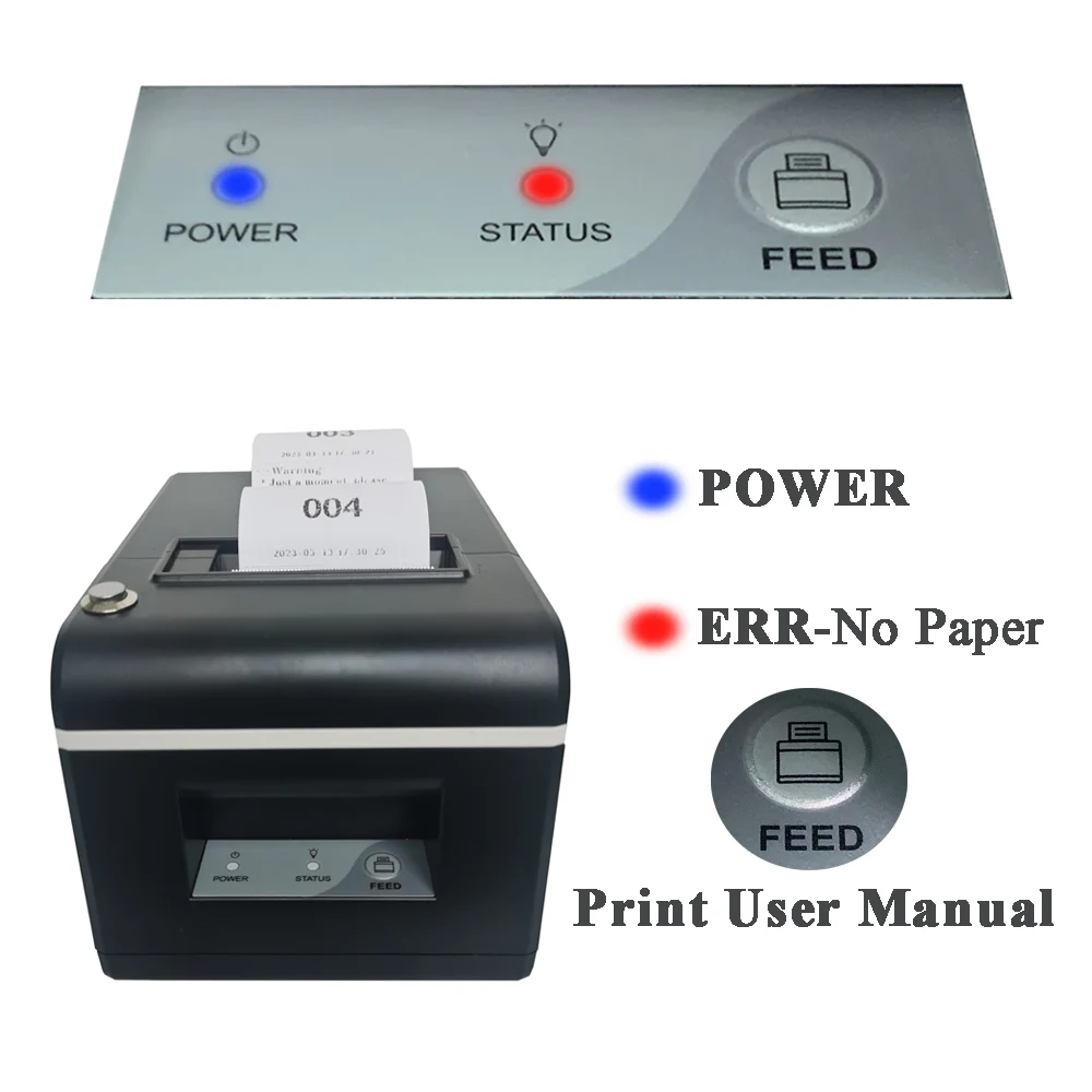 57mm Auto Cutter Thermal Receipt Printer Cash Drawer POS Ticket Label Paper Roll Printer Kitchen Restaurant Hotel Cafe Hospital