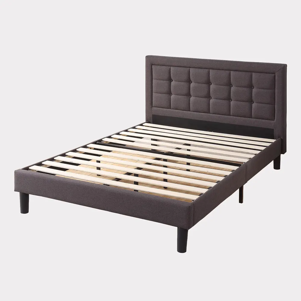 Modern Fabric Bed Frame Upholstered Button Tufted Premium Platform Bed ...