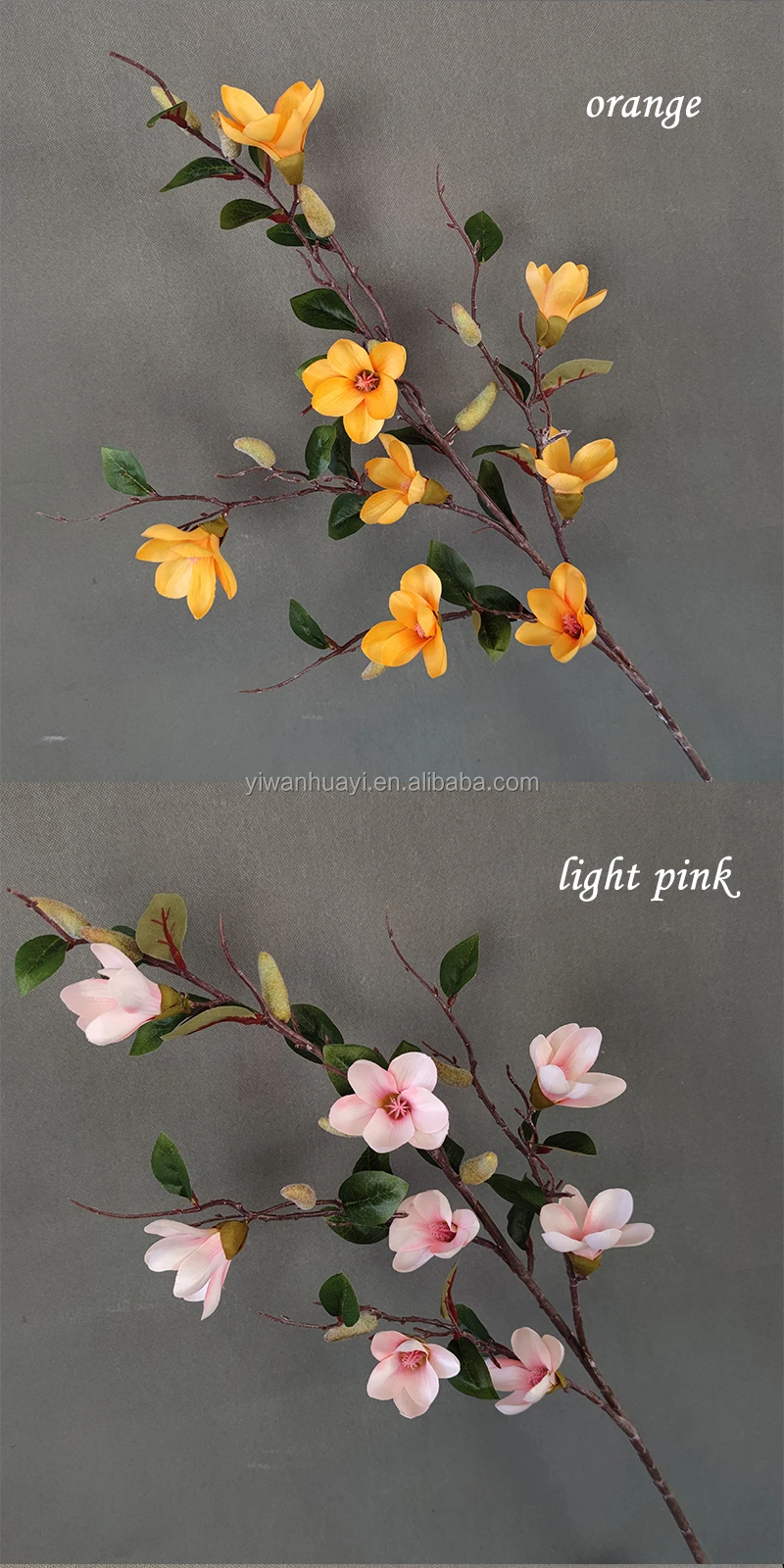 Yiwan Wholesale High Quality Real Touch Magnolia Wreath Flowers Artificial Magnolia Branches For