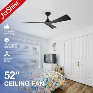 1stshine Ceiling Fan Indoor 220V DC Motor 6 Speeds Black Plastic Blades Smart Ceiling Fan Without Light