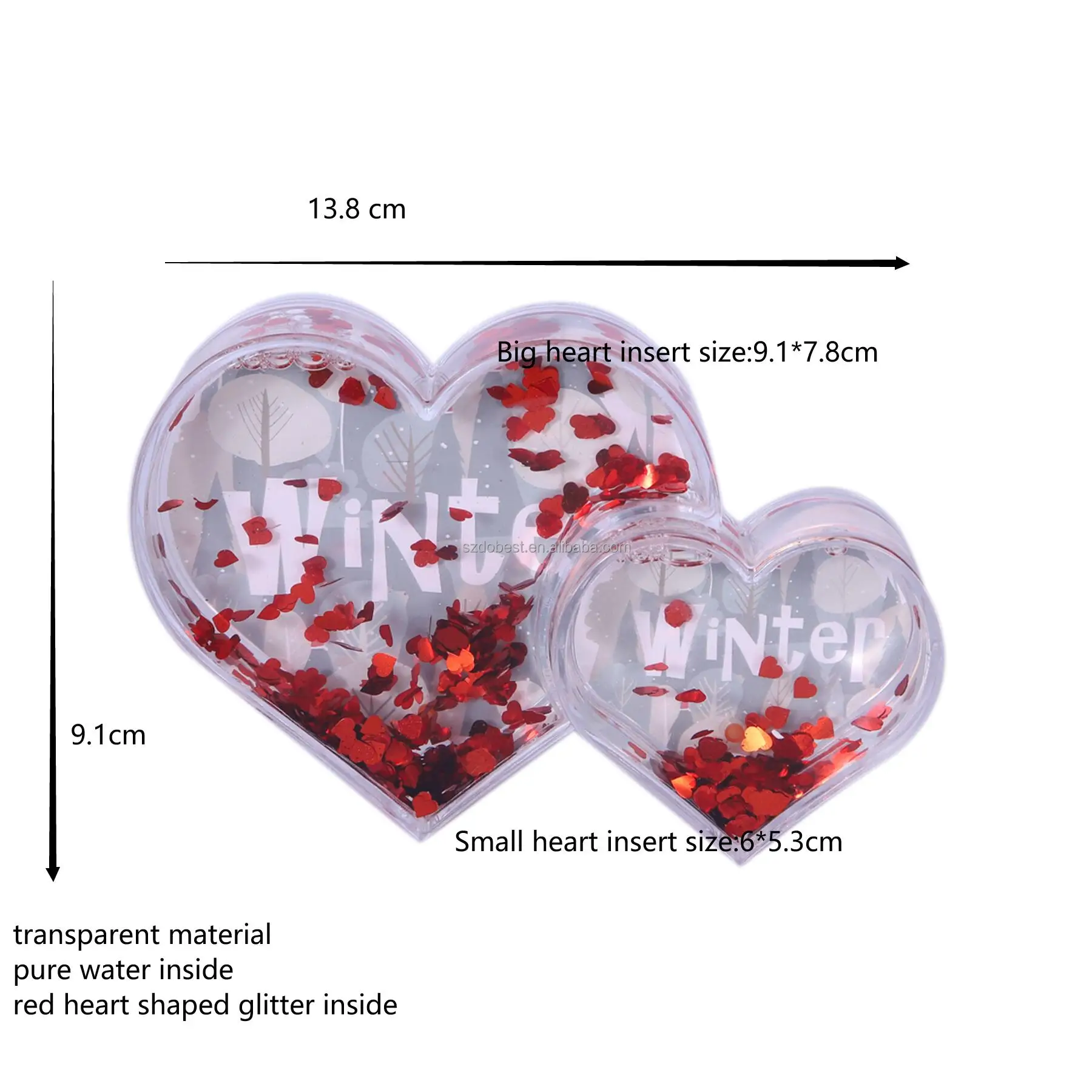 Heart Picture Frames Photo Frame Acrylic Mini Floating Glitter Love