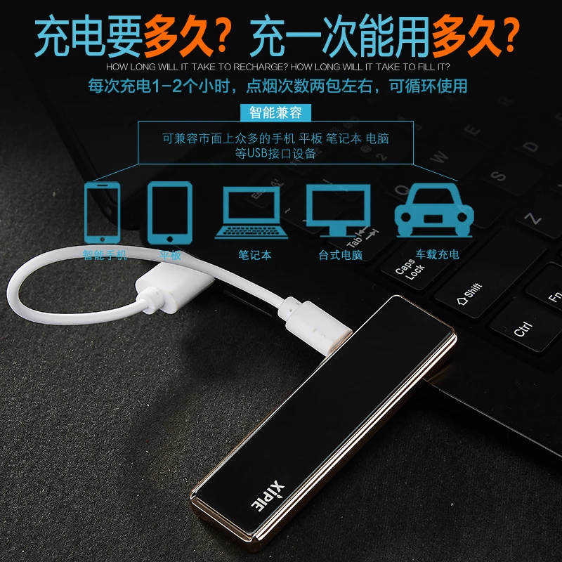 Fashion Design USB Rechargeable Electronic Arc Lighter Top Seller Sensitive Cigarette Torch for Party Occasions