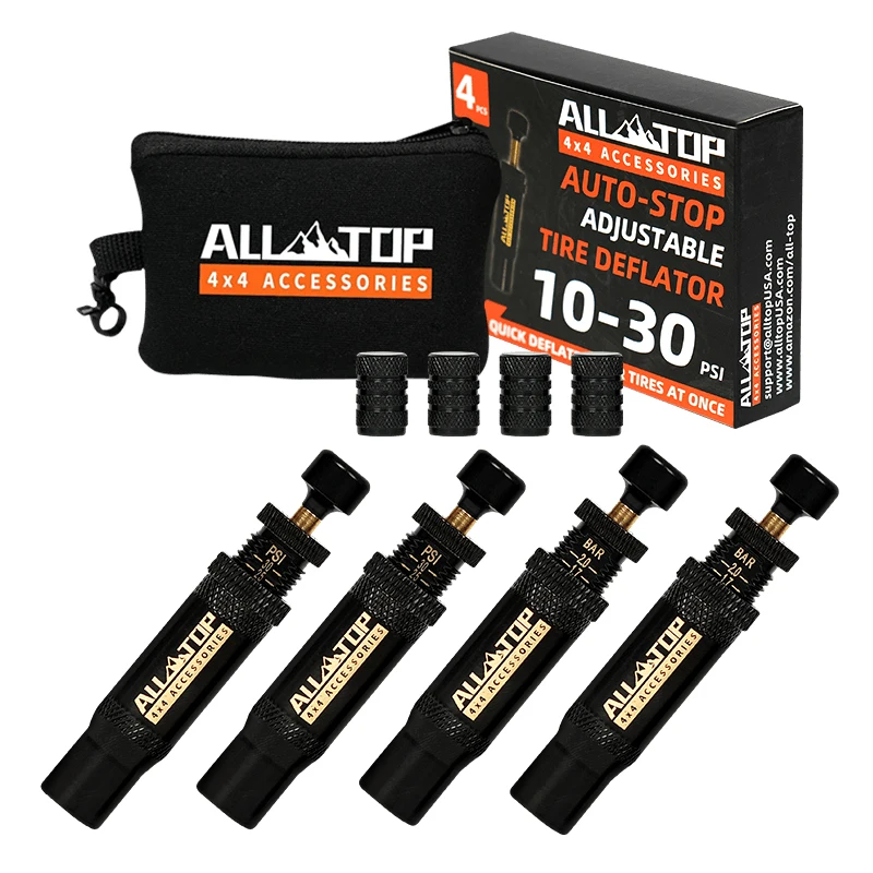 ALL-TOP Fast Deflating 10-30 PSI 4 PCS Rapid Adjustable Auto-Stop Tire Deflator Valve