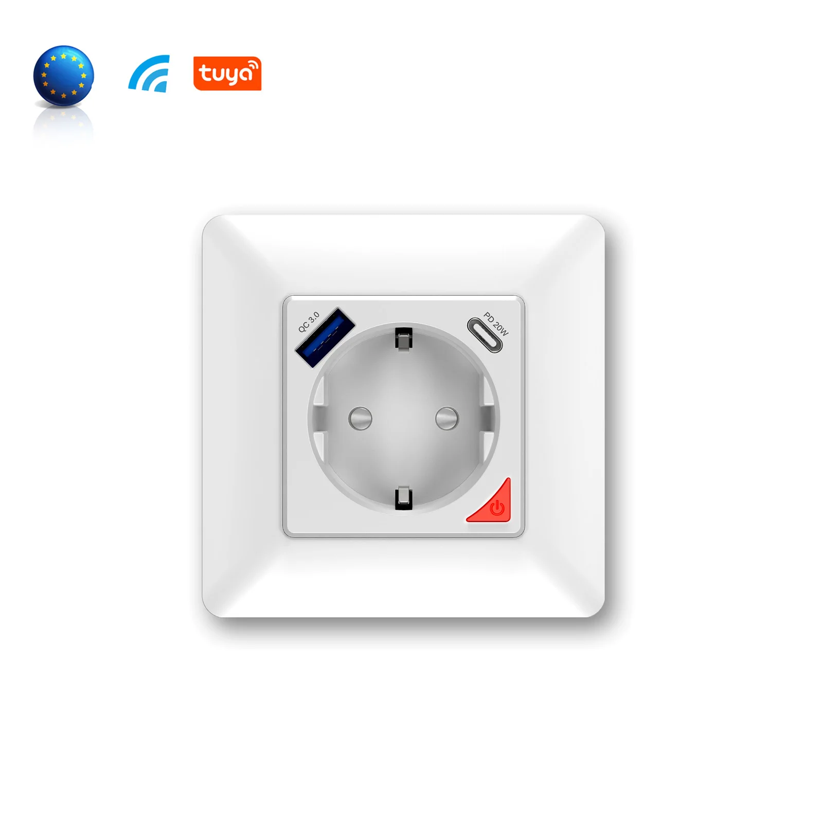 WiFi Enabled Smart Power Strip EU Plug, 1USBA+1typc Outlets, Voice Control, CE Certified, Overload Protection for Home Office