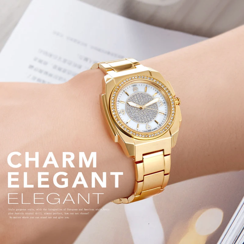 Polygon Design Watch Striped Vertical Line Dial Chinese Palace Design Fine Grain Belt Ladies Quartz Clock Watch