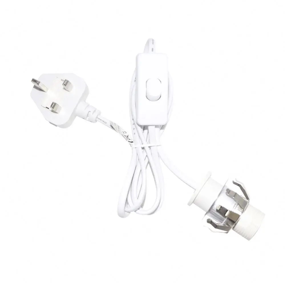 Câble Avec Interrupteur Pour Lampe De Sel - Longueur 1,8m - Culot E14 - Blanc - Prise EU Compatible