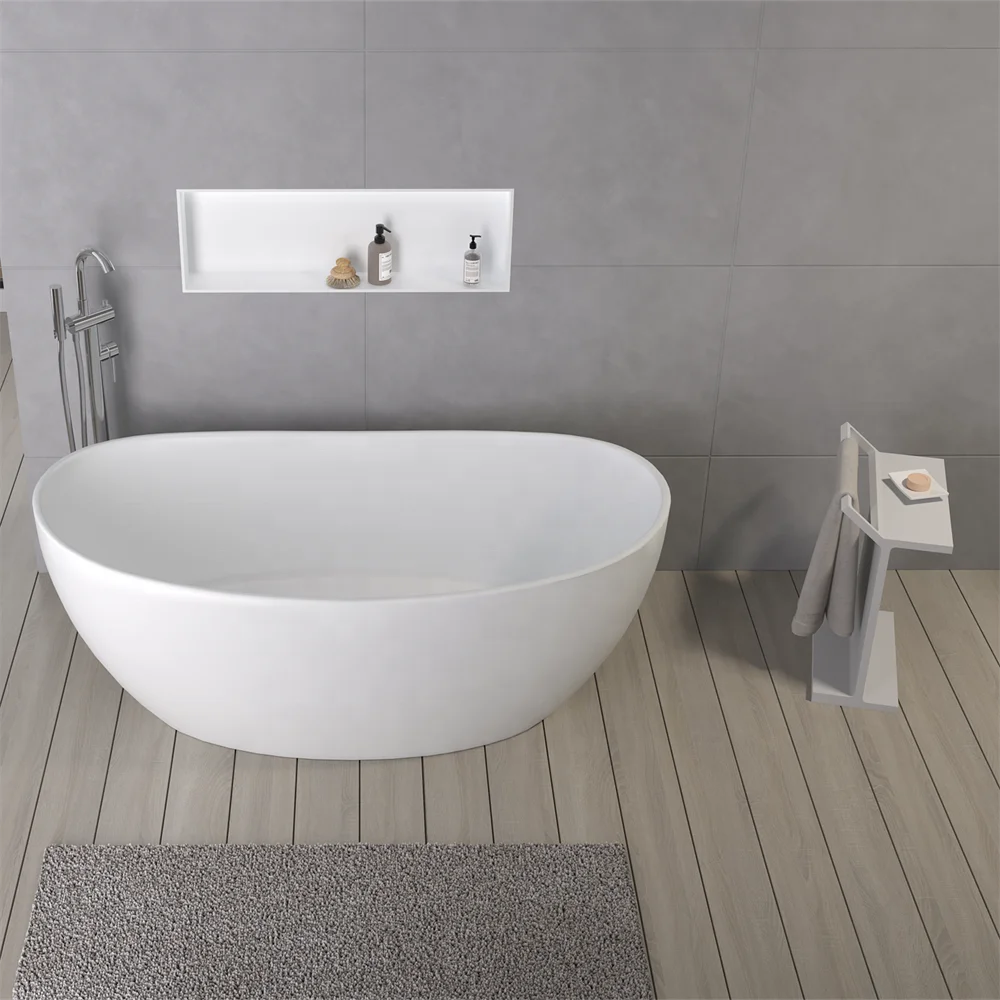 Large Size Solid Surface Bathroom Soaking Tub Artificial Stone Acrylic
