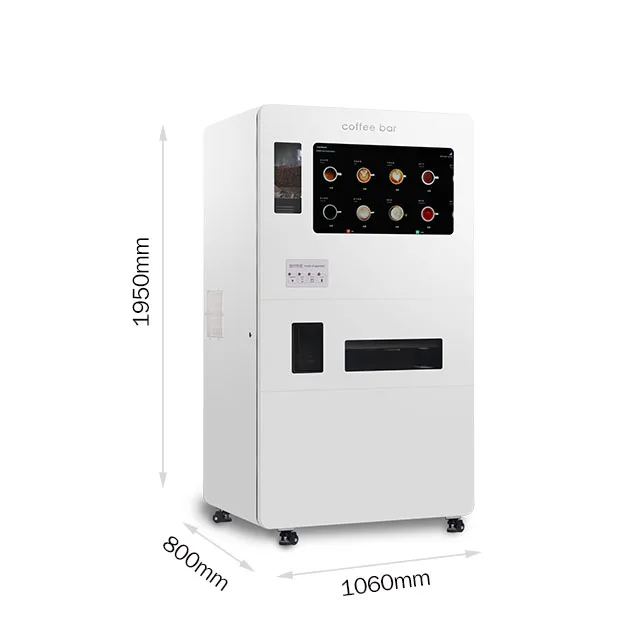 Function Iced Coffee and Milk Tea Vending Machine Freshly Ground Hot and Iced Drinks Mini Coffee Bar Optional Service Cabinet