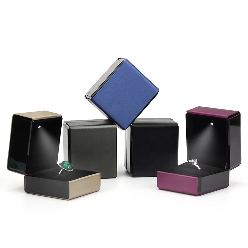 wooden ring box with light