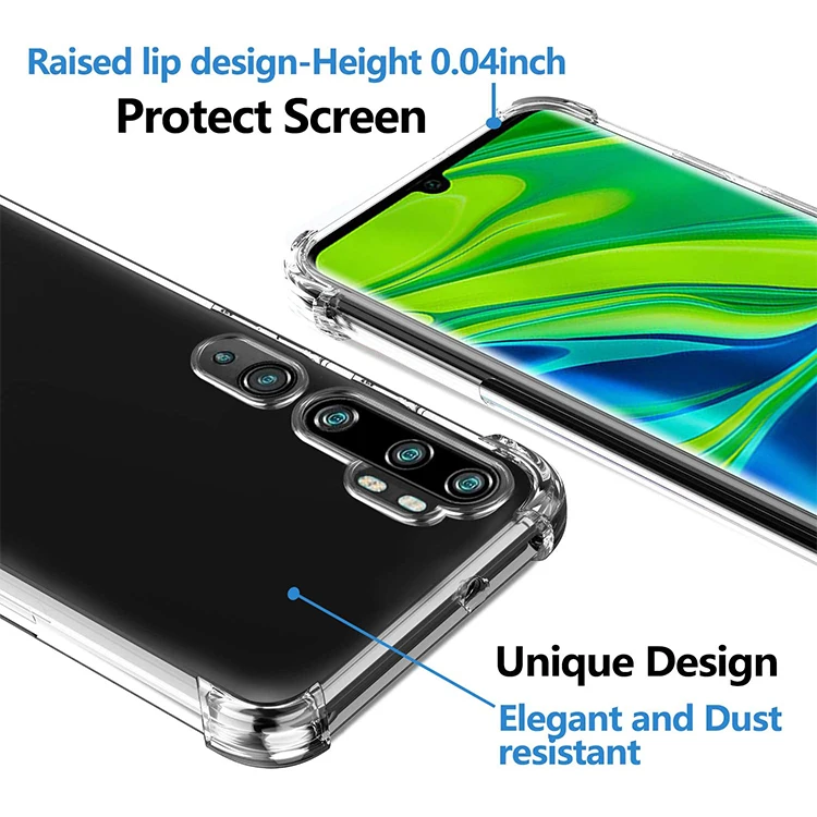For Mi Note 10 Lite Bumper Case,Shock Resistance Clear Tpu Protective Case Cover for Xiaomi Mi Note 10 Lite Funda Para Telefonos
