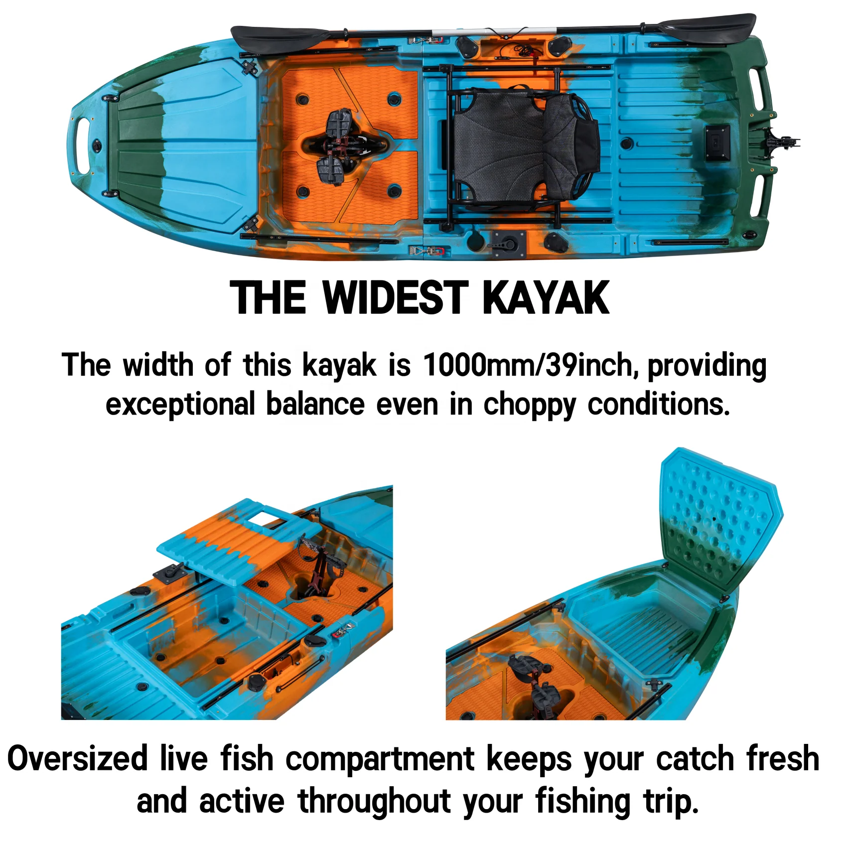 Single Popular 10FT Fishing Kayak - Modular Two Sections, One Seat