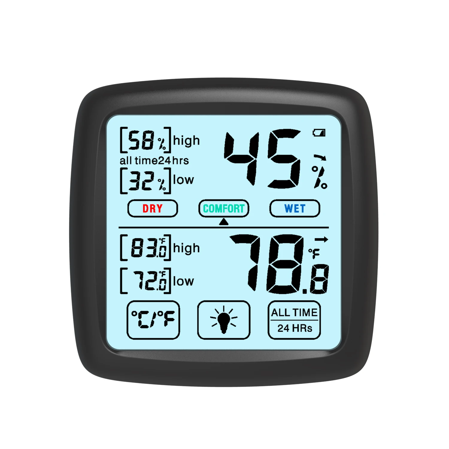 Indoor Digital Touchscreen Humidity Thermometer Temperature