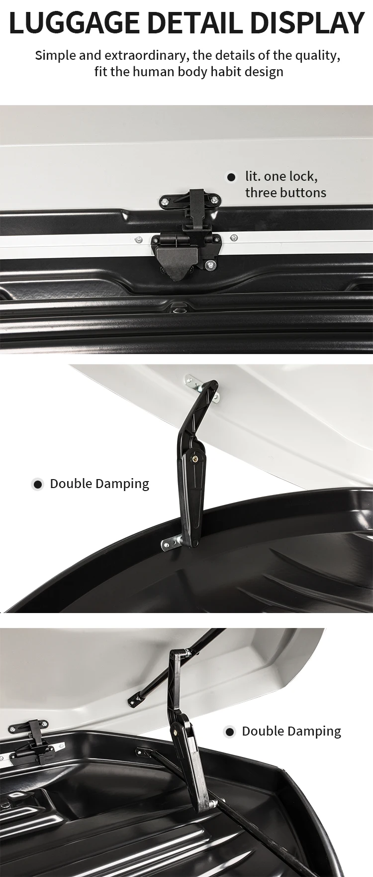 Custom OEM 500L Roof Top Luggage Cargo Carrier Box for Off-Road Vehicles for Toyota and BMW Made From Durable ABS Material factory