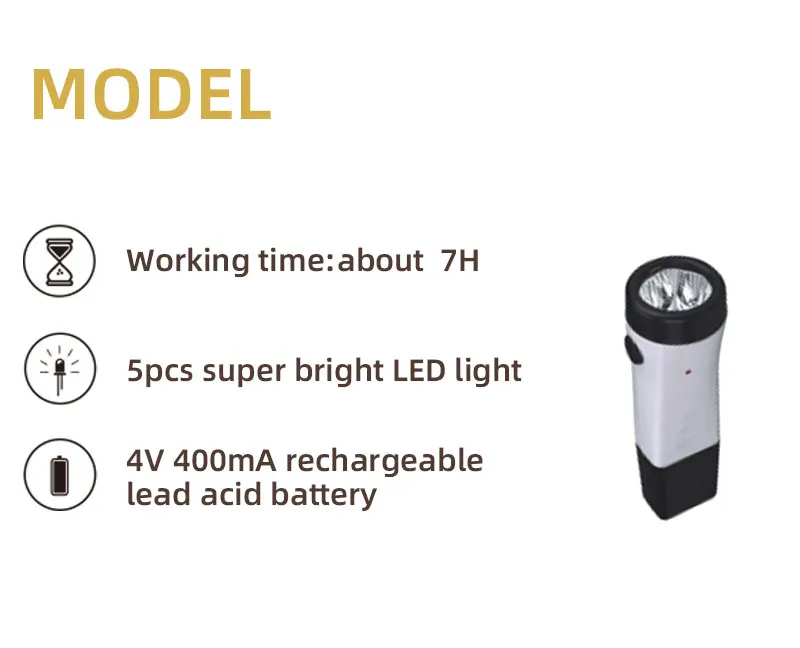 Rechargeable Torch Battery LED Light Outside Use Flashlight