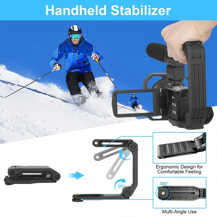 KOMERY AF2 5600PX 18X Zoom 4K Digital Video Camera With Stabilizers Kit Camcorder DV Camera Mini Camera
