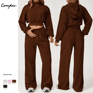 New Autumn/Winter Hooded Sweatshirt Set Casual Outdoor Loose-Fit Versatile Set Women's Leisure Running Workout Sportswear