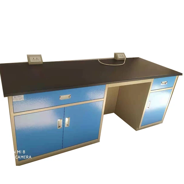 with reagent rack manufacturer for laboratory island bench high quality steel material acid resistant side bench with pp sink