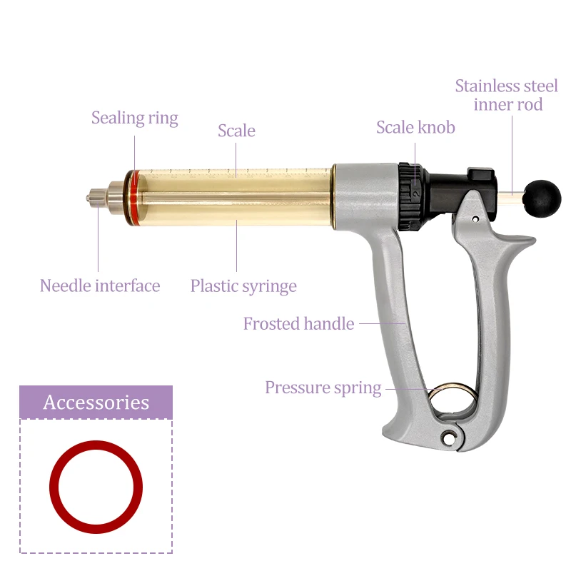 25ml 50ml Semi Automatic Continuous Vaccine Injection Syringe Reusable Veterinary Livestock Animal Injector