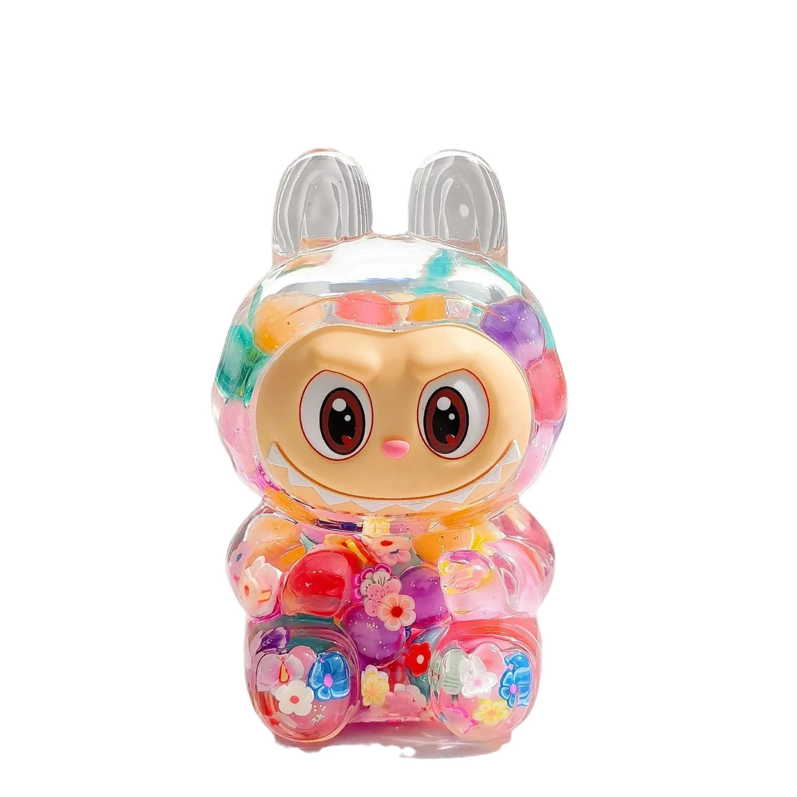 Labubu Beads Large Rabble Creative Into Oil Series Figurine Blind Box Creative Desktop Quicksand Bottle Ornament