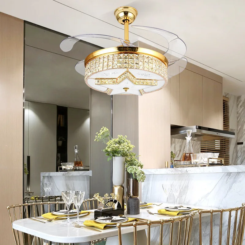 Modern Ceiling Fan Crystal luxury fan light with Remote Control crystal fan light