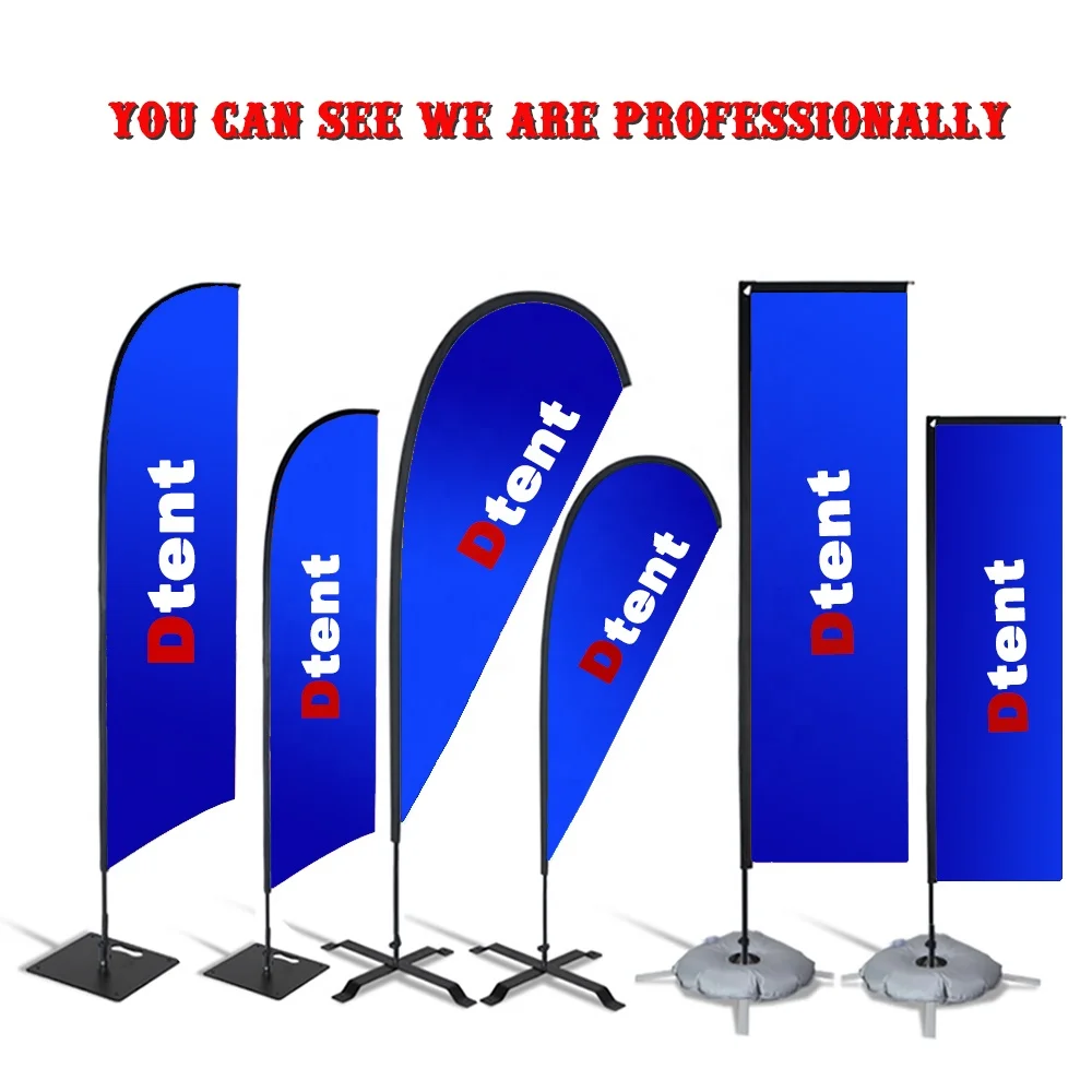 Custom Fabric Advertising Promotion Teardrop Flags Mockup Hem Beach World Banners Pole Light Customised Market Feather Bunting