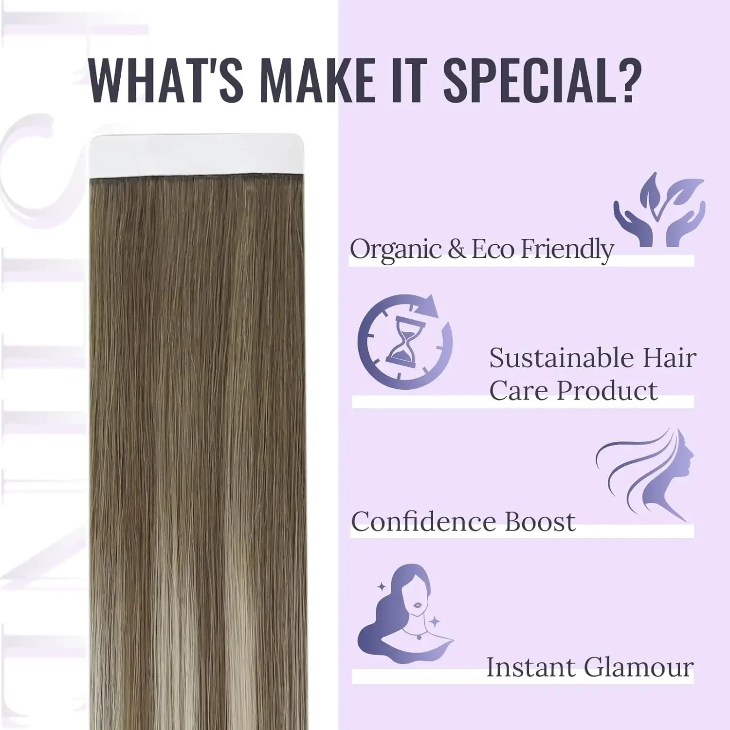 Laavoo Remy Tape in Hair Extensions 100% Real Brazilian Hair Straight Natural PU Skin Weft Tape in Hair 20Pcs_voghion.com