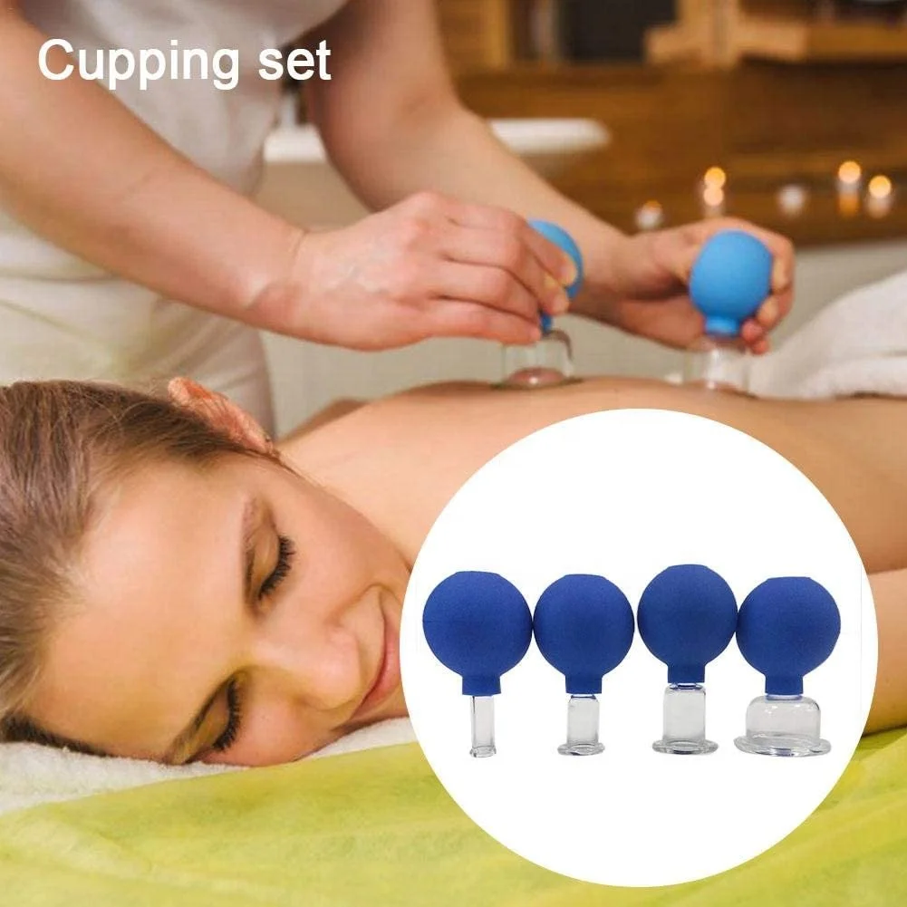 4 Ventouses Massage Visage Silicone - Anti-rides Et Cellulite - Rose - Soin Skincare