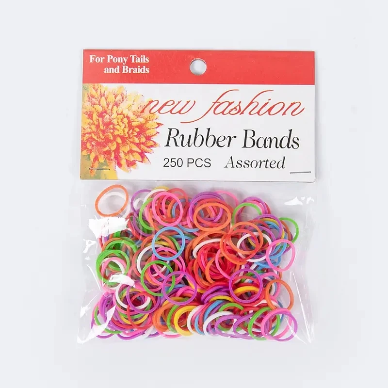 300pcs Rubber Bands Small One Size 1/2' Black Colorful Elastic Rubber