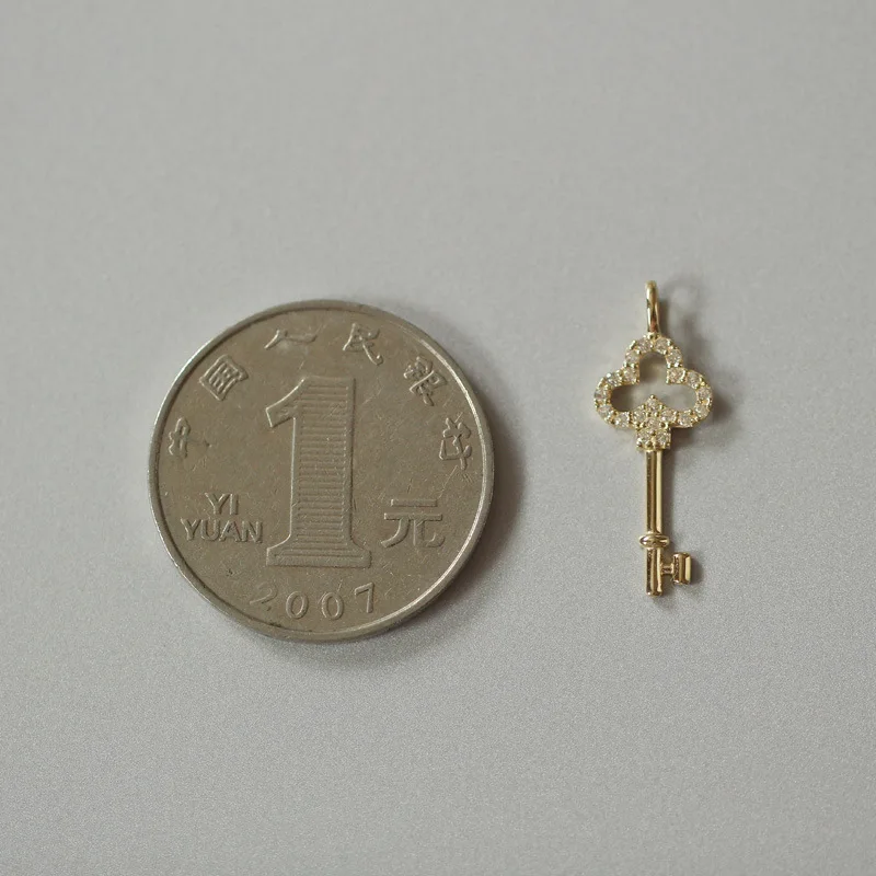 Rainbowking Minimalist Customised 14k Key Diamond Jewelry Sets Gold Pendant 925 Silver Jewelry Necklace Collana Gioielli