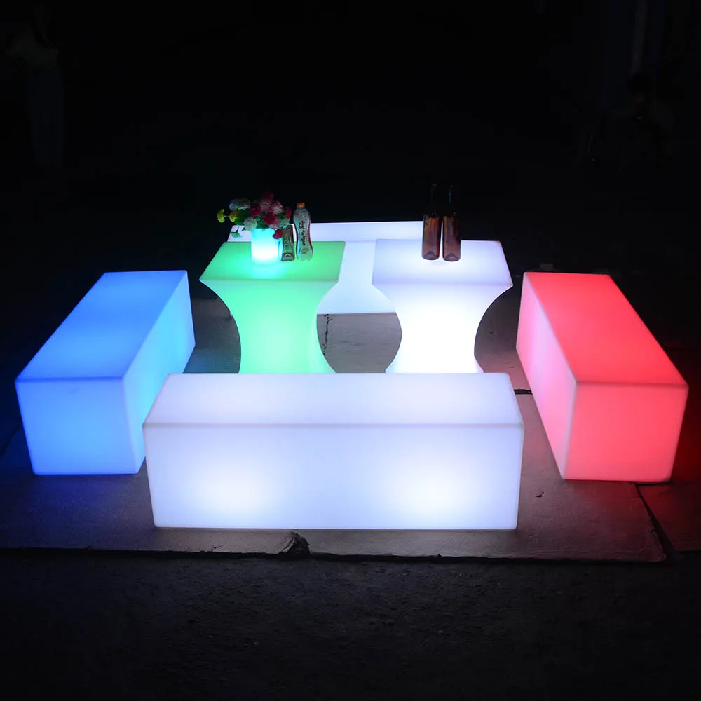 Портативный светодиодный стол и стул для торжества с пультом дистанционного управления, питание от батареи, изменение цвета, для ночного клуба