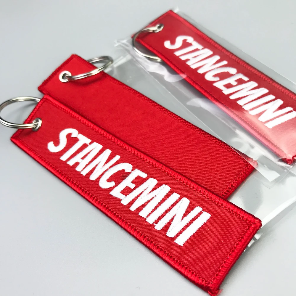 Custom Keychain Jet Tag Embroidered Key Ring Text Motorcycle Car Biker Airplane Personalized Key Fob Custom