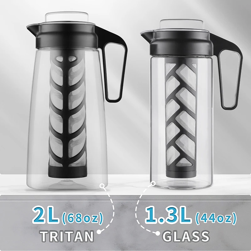 Kaffe Cold Brew Coffee Maker, 1.3L cold brew pitcher, Cold brew coffee and  Tea Brewer, Easy to clean Mesh filter, iced coffee accessory, Tritan Glass