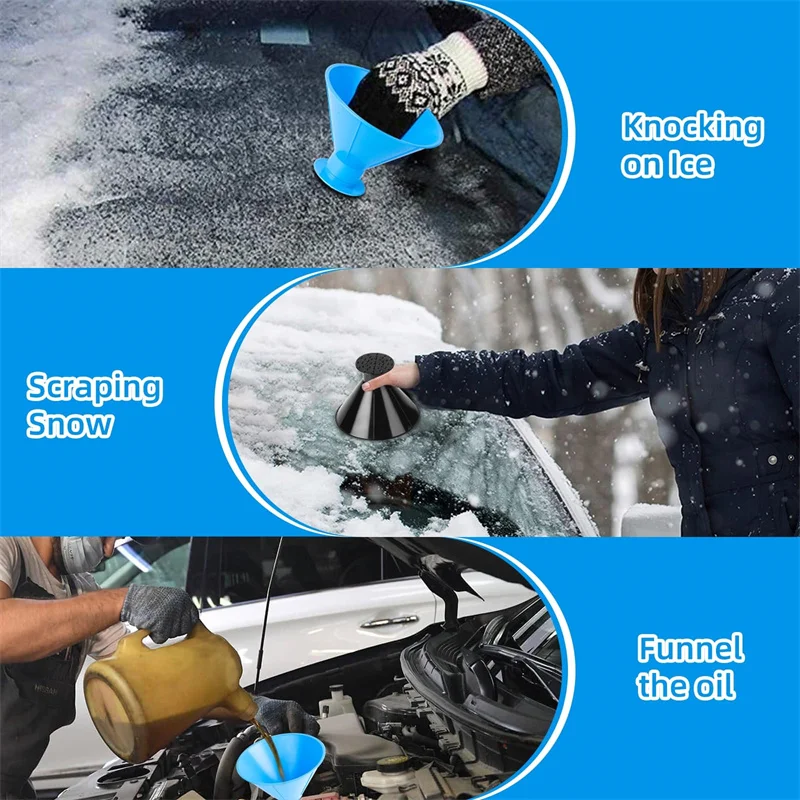 Portable Snow Removal Wiper With Funnel Magical Frost Wipe Scraper Car