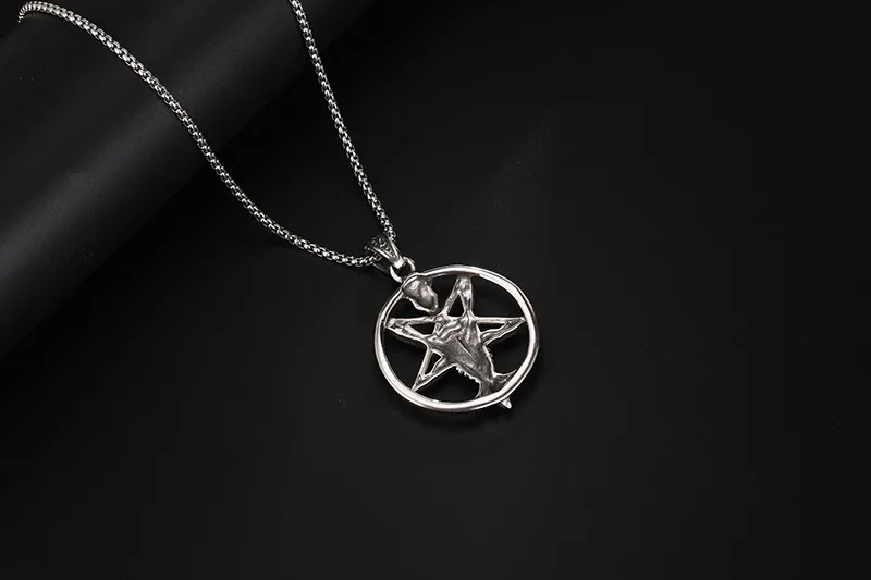 Collana Uomo Baphomet In Acciaio Inox - Ciondolo Satana Lucifero Per Stile Rock E Hip Hop - Foto 8