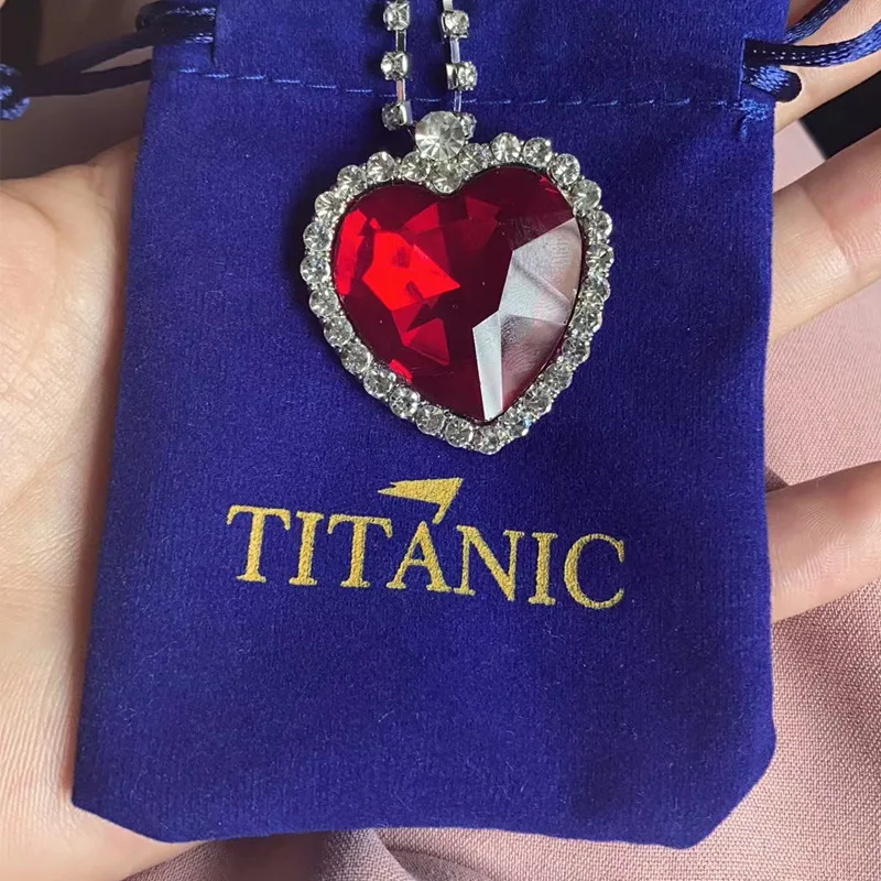 Classic Titanic Heart of the Ocean Pendant - Red & Blue Crystals